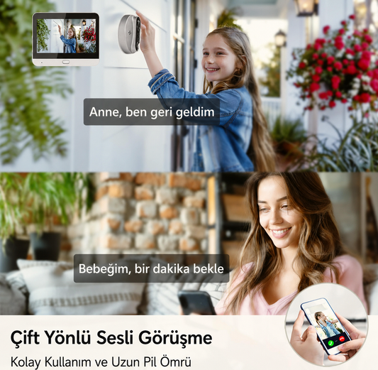 Kablosuz Akıllı Görüntülü Kapı Zili 2.4G WiFi – Çift Yönlü Ses, Hareket Algılama, Gece Görüşü ve Uzaktan Telefon Takibi
