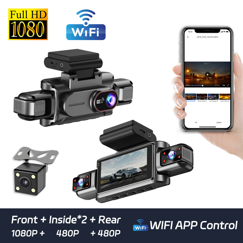 Qifit 4 Kameralı Araç İçi Kamera – 1080P Full HD, WiFi, 360° Görüş, Gece Görüşü