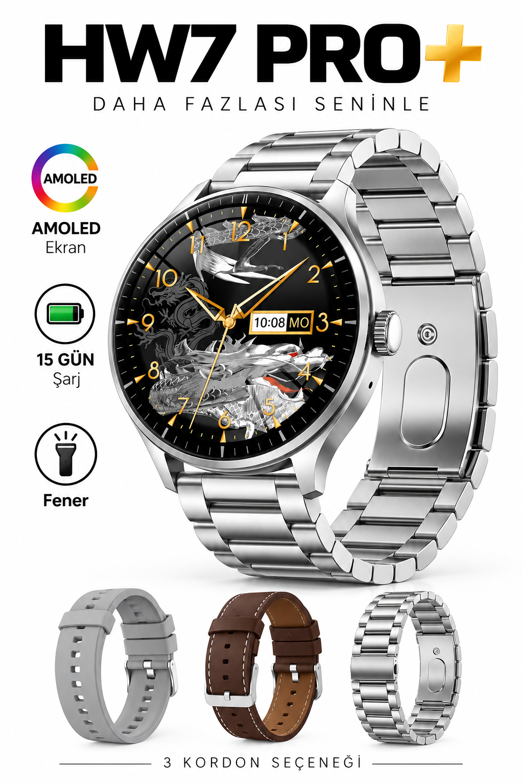 HW7 PRO+ Akıllı Saat 1.46" HD Ekran | Bluetooth Arama | Uzun Pil Ömrü | Sesli Asistan | Su Geçirmez