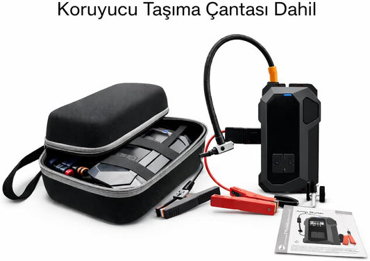 Akıllı Oto Akü Takviye Cihazı, 16000mAh, 12V Dizel/Benzinli Araçlar için, Hava Kompresörü, Powerbank