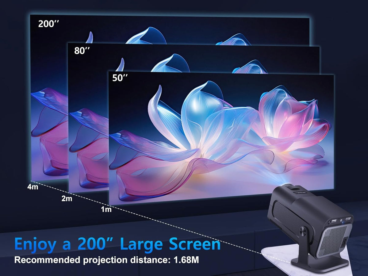 HY320 Mini Projeksiyon Cihazı Full HD 1080P Android Bluetooth 5.3 220 ANSI Taşınabilir Akıllı Projeksiyon +