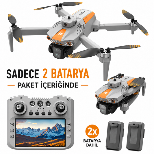 R06 HD Drone Çift Kameralı Drone – Ekranlı Kumanda – 2 Batarya – Optik Akış – Fırçasız Motor