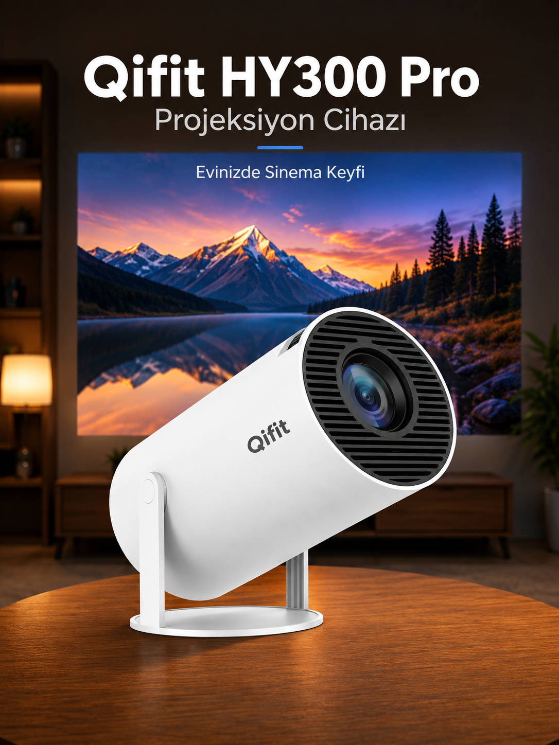 HY300 Pro Upgrade Projeksiyon Cihazı Taşınabilir Android Sistemli Wifi HDMI USB Destekli Projektör