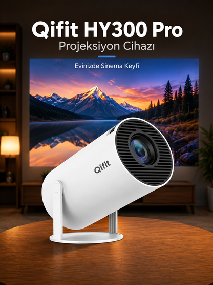 HY300 Pro Upgrade Projeksiyon Cihazı Taşınabilir Android Sistemli Wifi HDMI USB Destekli Projektör