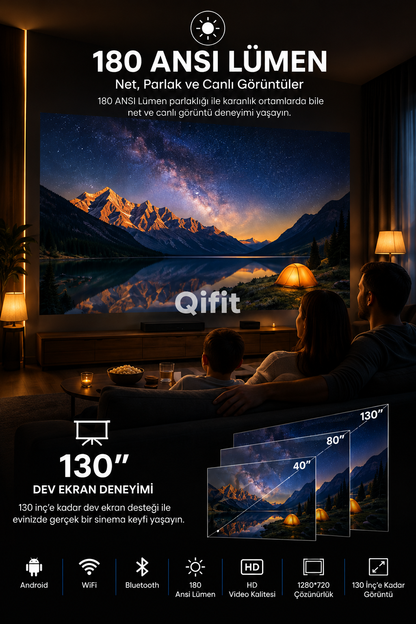 HY300 Pro Upgrade Projeksiyon Cihazı Taşınabilir Android Sistemli Wifi HDMI USB Destekli Projektör