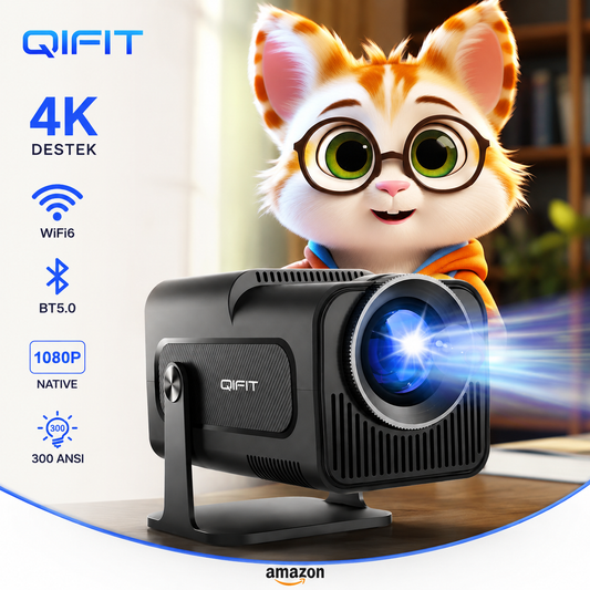 HY320 Mini Projeksiyon Cihazı Full HD 1080P Android Bluetooth 5.3 220 ANSI Taşınabilir Akıllı Projeksiyon +