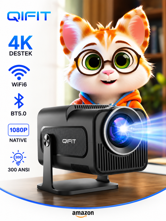 HY320 Mini Projeksiyon Cihazı Full HD 1080P Android Bluetooth 5.3 220 ANSI Taşınabilir Akıllı Projeksiyon +