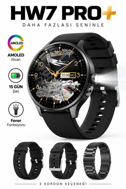 HW7 PRO+ Akıllı Saat 1.46" HD Ekran | Bluetooth Arama | Uzun Pil Ömrü | Sesli Asistan | Su Geçirmez